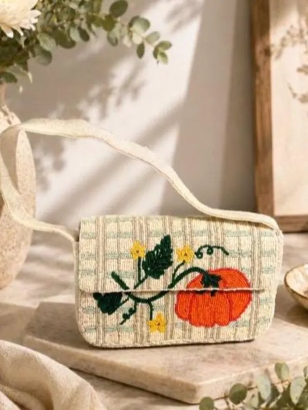 Viral Beaded Bag Sol and Mer Fall Pumpkin and Vine Made in India NWT
